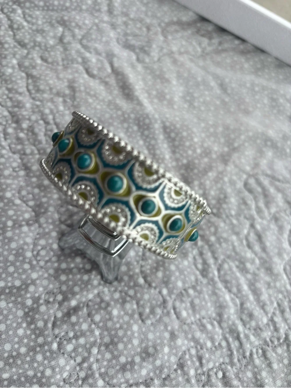 Lia Sophia Blue and Green Enamel Decorative Cuff Bracelet